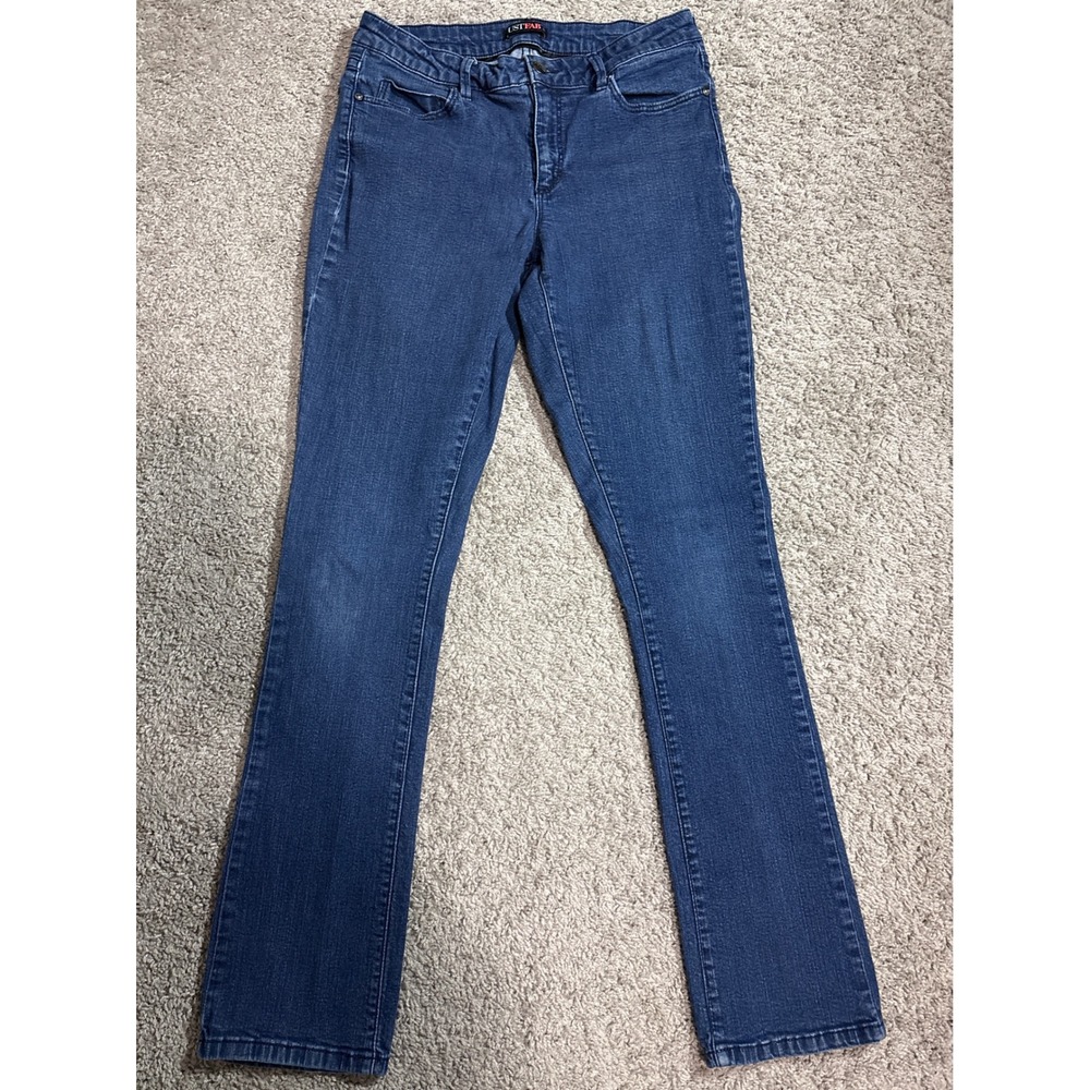 JustFab Womens Straight Leg Jeans Dark Wash Blue Size 30 Stretch Denim